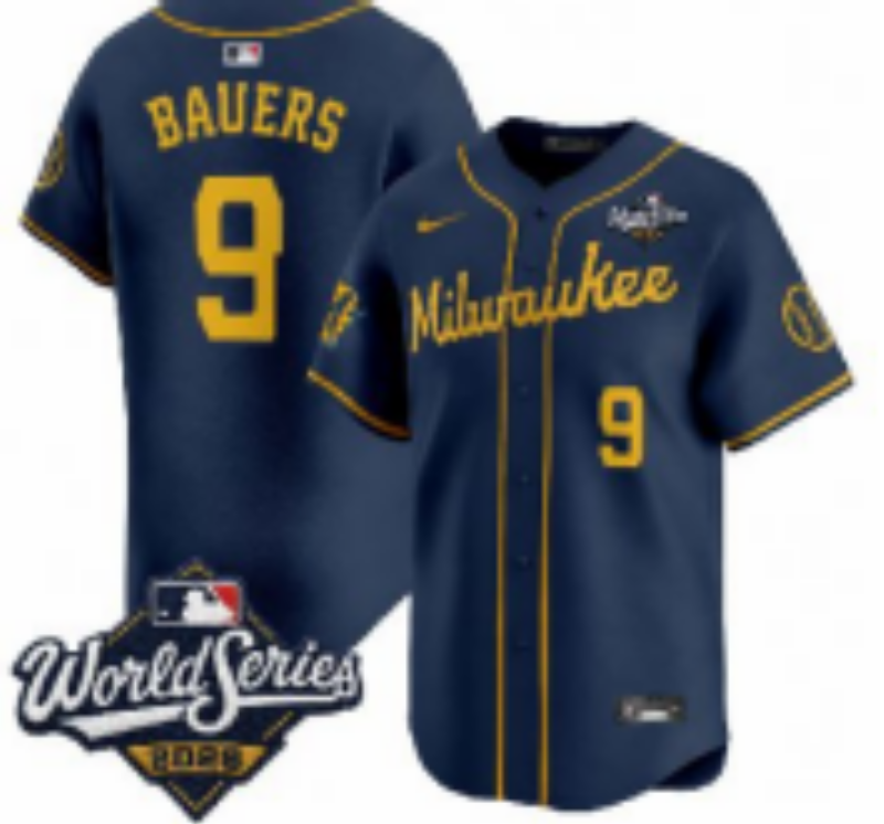 Youth Milwaukee Brewers #9 Bauers Blue Nike 2026 World Series jersey 102101032->->Youth Jersey